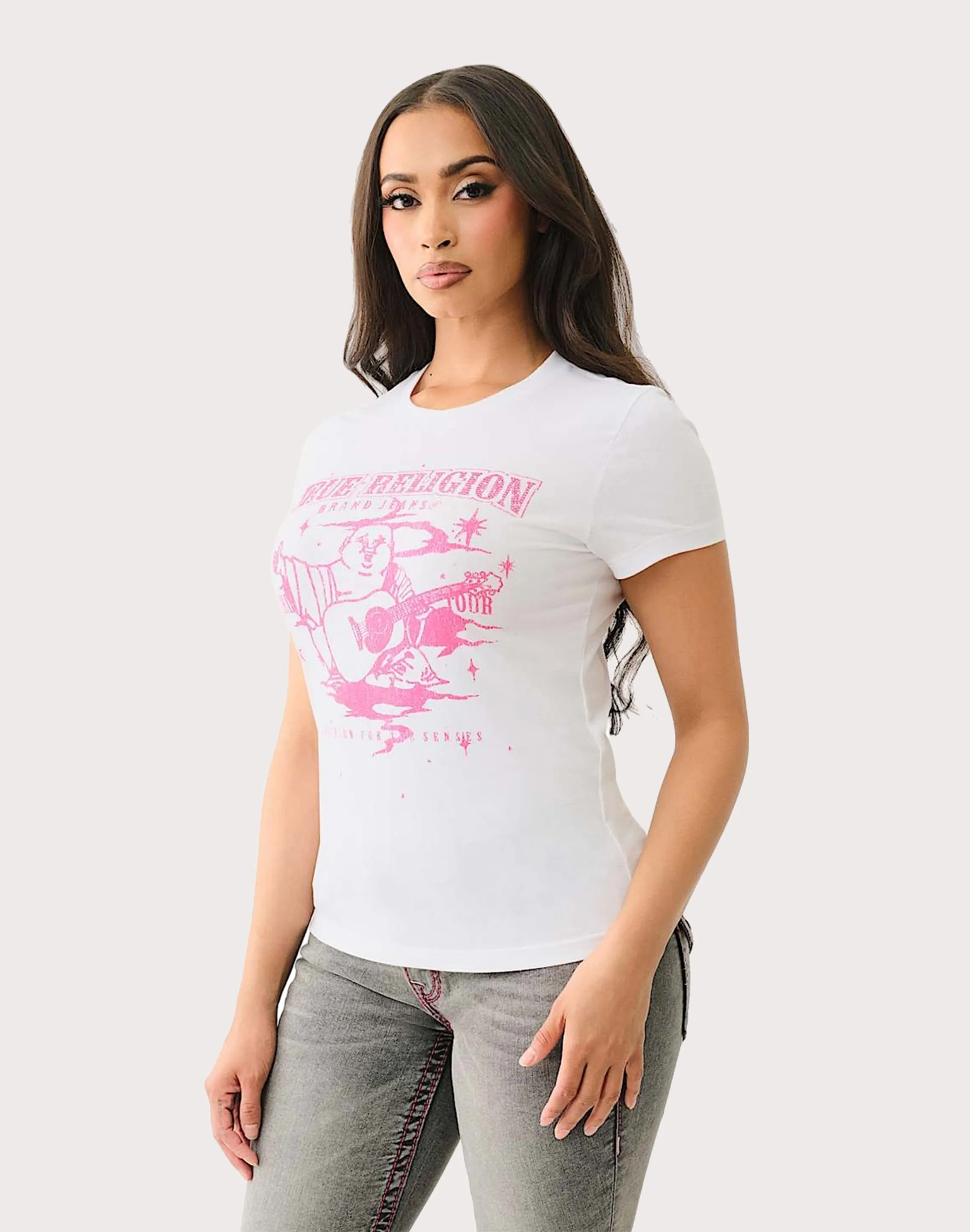 True Religion True Religion Crystal Logo Buddha Women's Tee