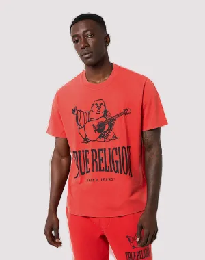 True Religion Vintage Crackle Buddha Red Tee