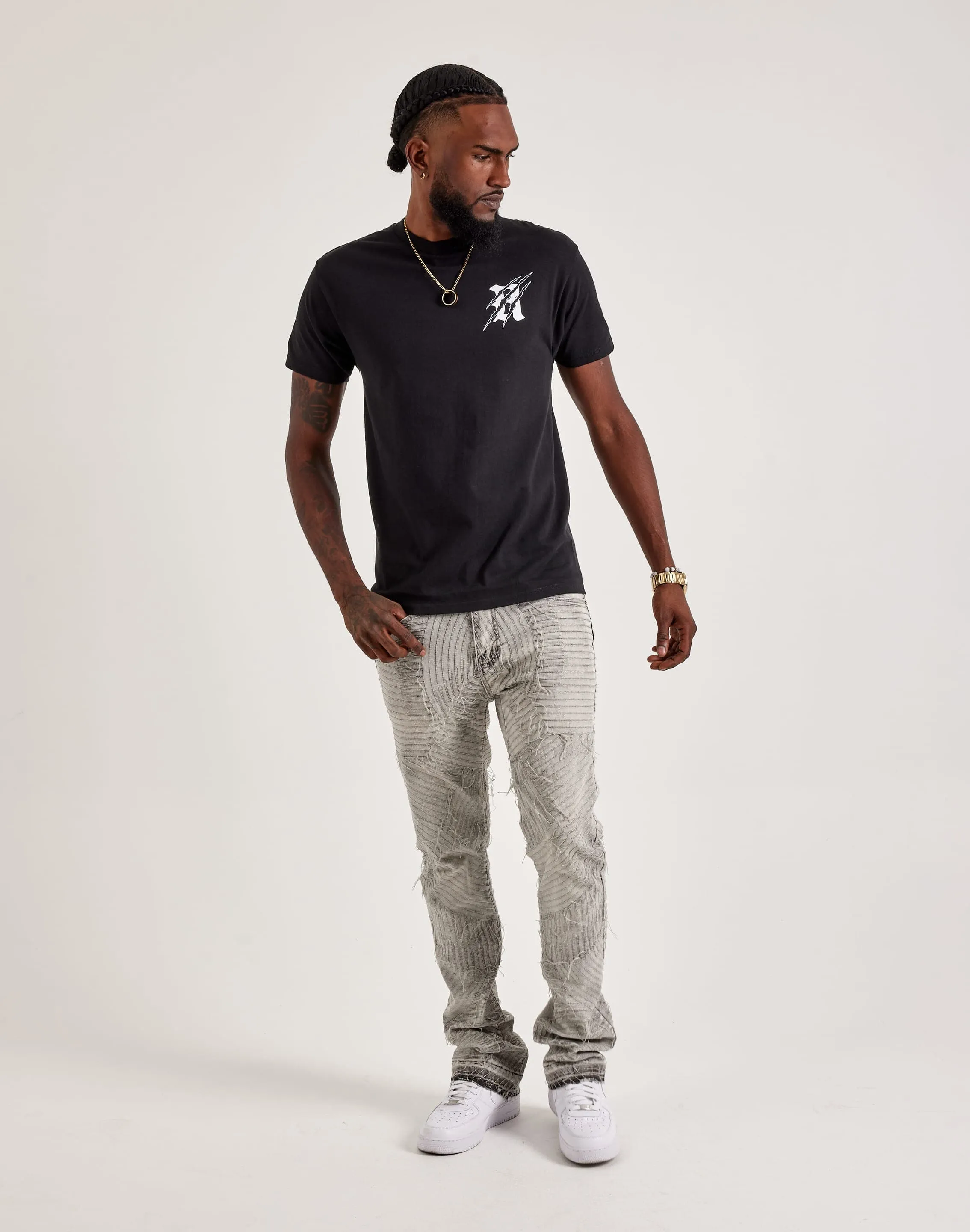 WAIMEA Geometric Frayed Jeans