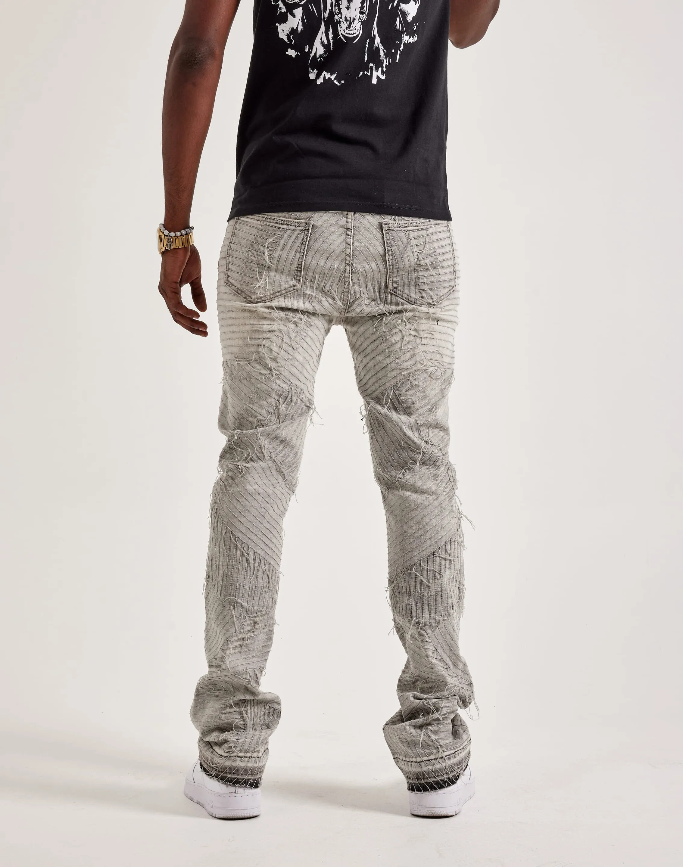WAIMEA Geometric Frayed Jeans