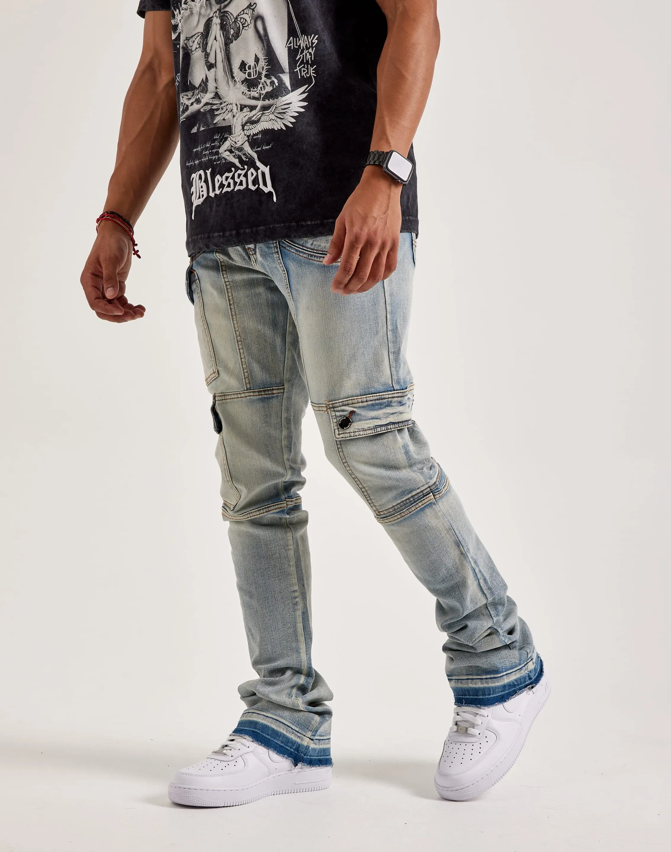 WAIMEA Overdyed Stacked Cargo Jeans