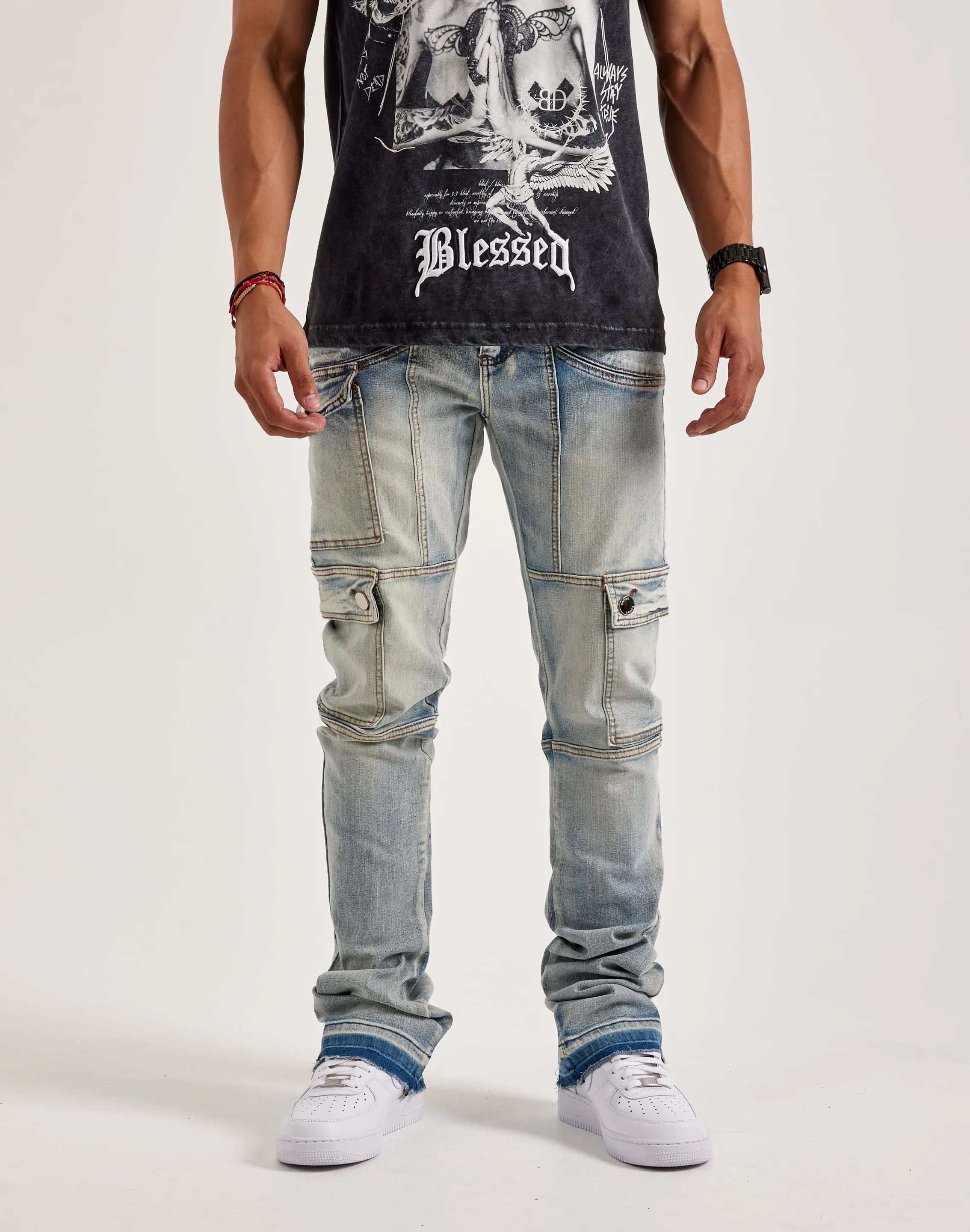 WAIMEA Overdyed Stacked Cargo Jeans