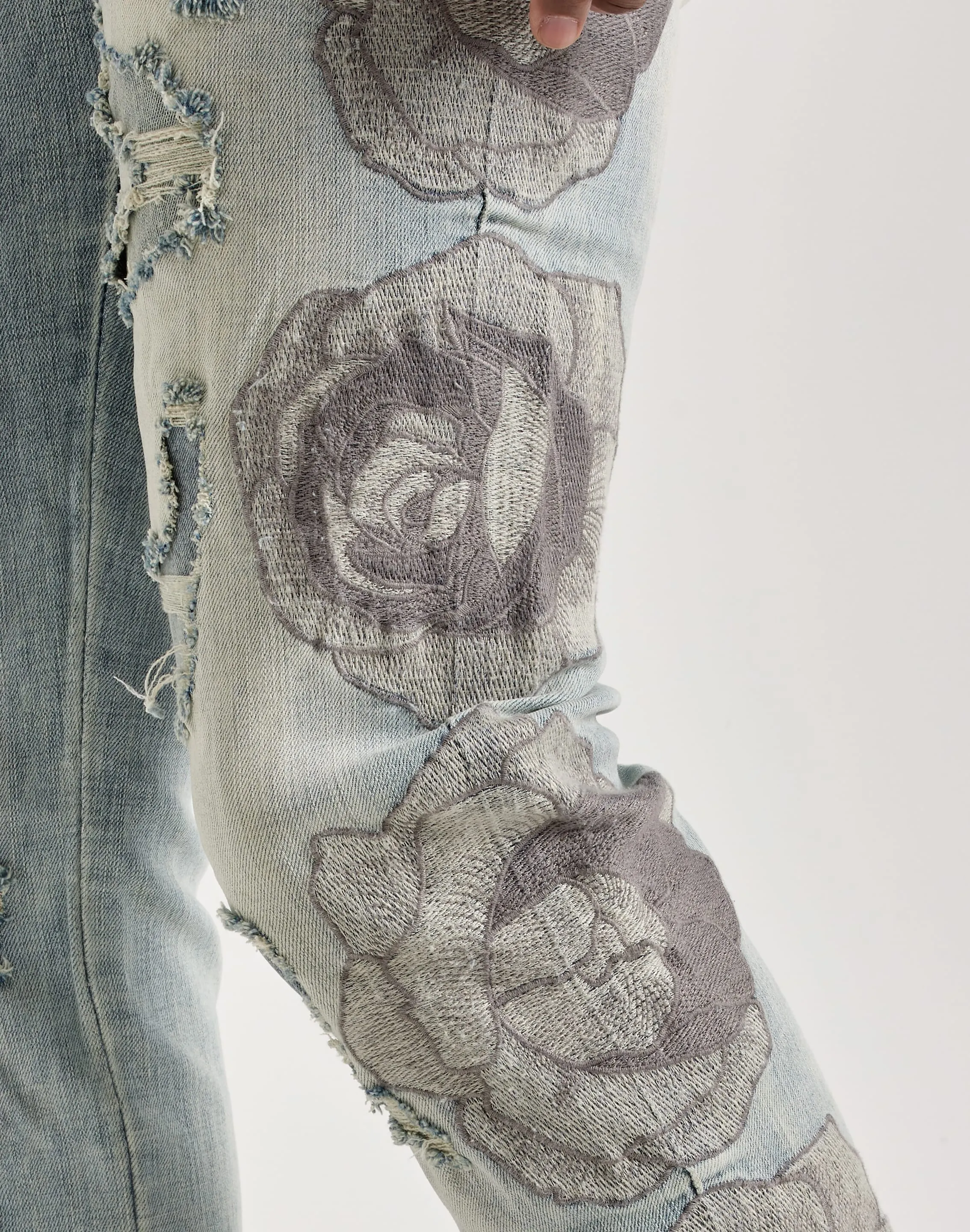 WAIMEA Stacked Floral Embroidery Jeans